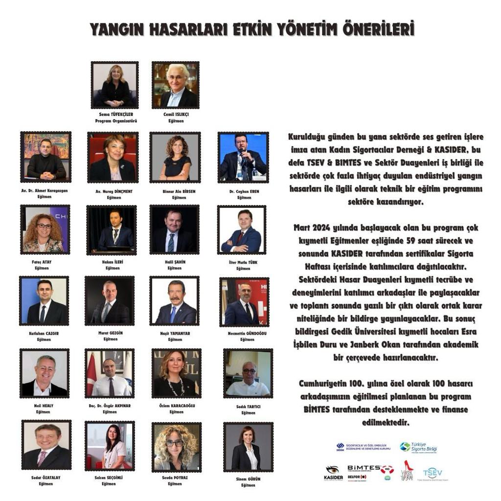 Kadın Sigortacılar Derneği (KASIDER) 2024 Mart Sigorta Haftası Eğitim Programı Duyurusu